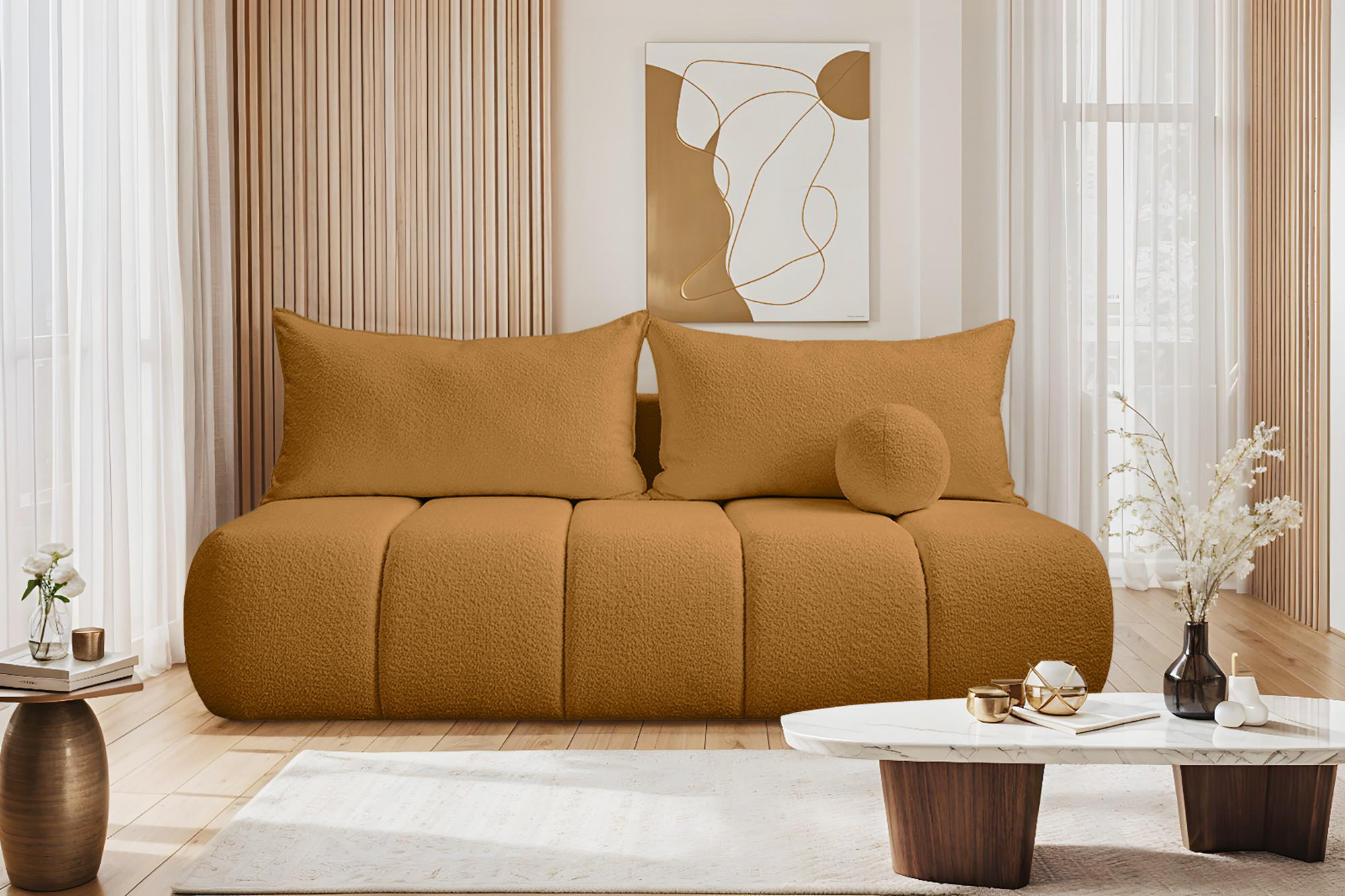 Thumbnail - Kaiser Möbel Schlafsofa, Gelb, Holz, Rechteckig, 207x91x103 cm, Wohnzimmer, Sofas & Couches, Schlafsofas