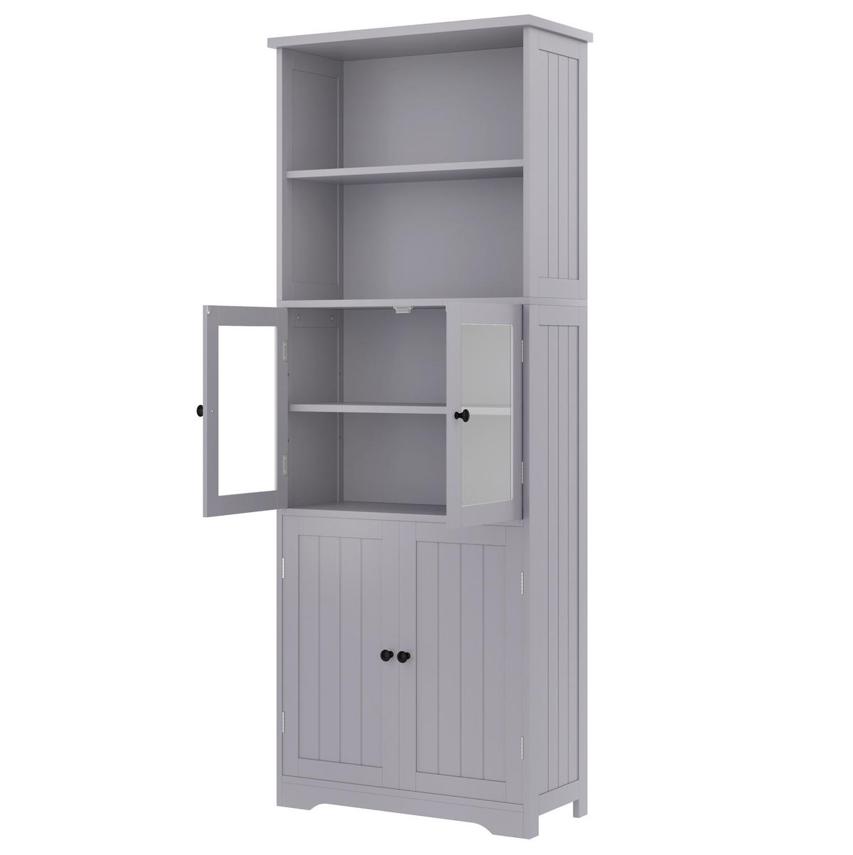 SIDEBOARD, 57,5/28,5/160 cm, MDF šedá, s nastavitelnými policemi - šedá, kompozitní dřevo (57.4/160/28.5cm) - BEAOK