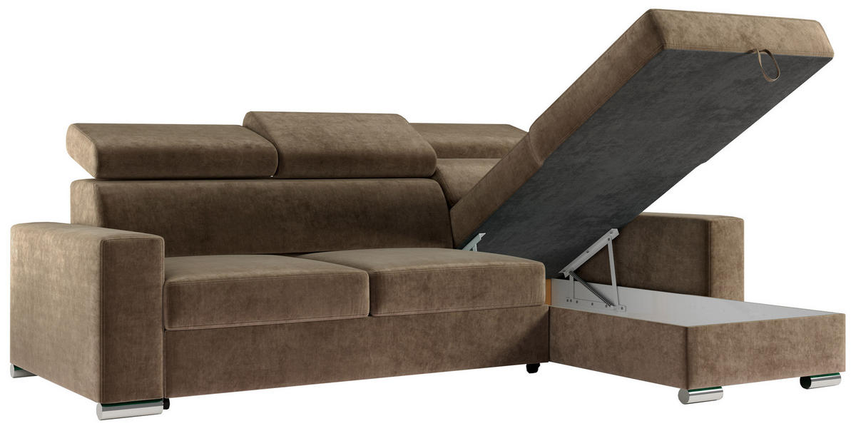 ECKSOFA FOX-L Braun - Silberfarben/Braun, Kunststoff/Textil (242/168cm) - MKS