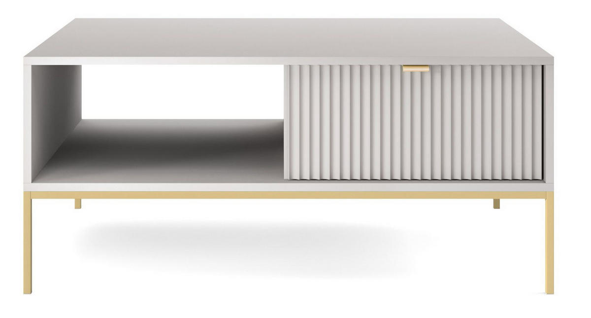 COUCHTISCH Vellore Grau mit goldenen Metallbeinen 104/68/46 cm - Goldfarben/Grau, Holzwerkstoff/Metall (68/104/46cm) - Selsey