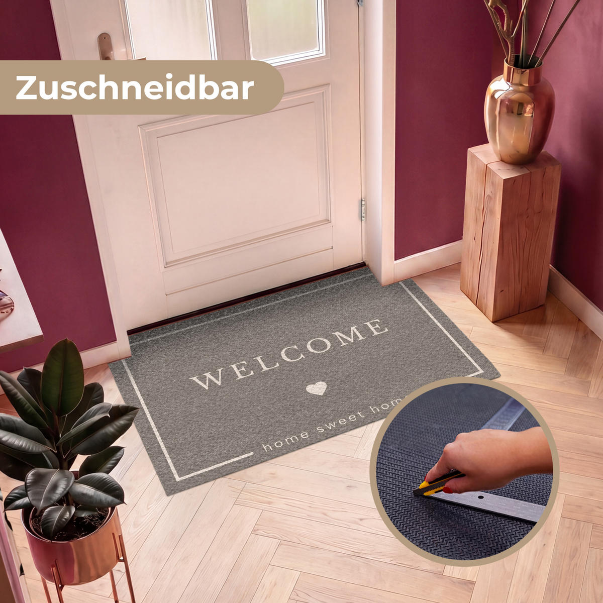 ROHOŽKA Vítejte - Brown 120x80 cm - šedohnědá, textil/umělá hmota (120/0.4cm) - MuchoWow
