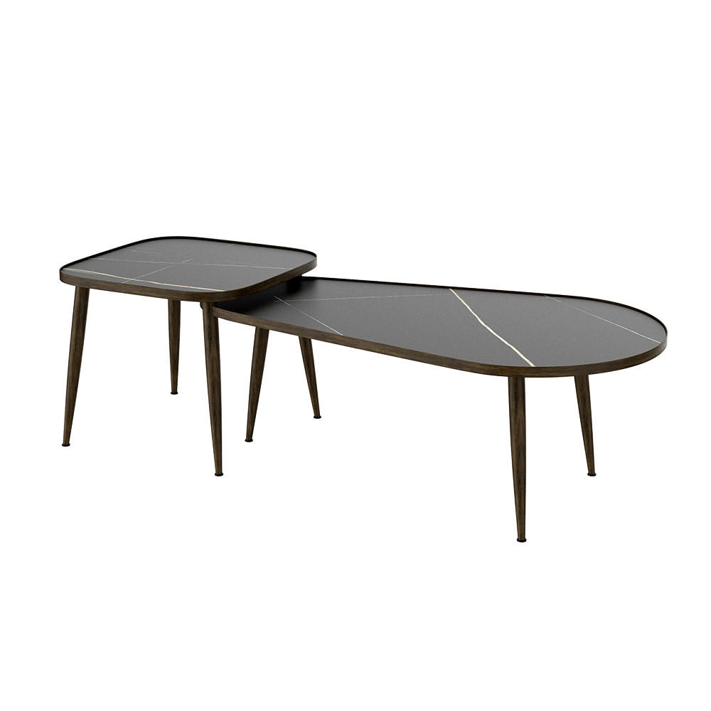 COUCHTISCH-SET Manitoba Schwarz 105 x 64,5 cm 2 Teile - Schwarz, Holzwerkstoff (64.5/105/35cm) - Vicco