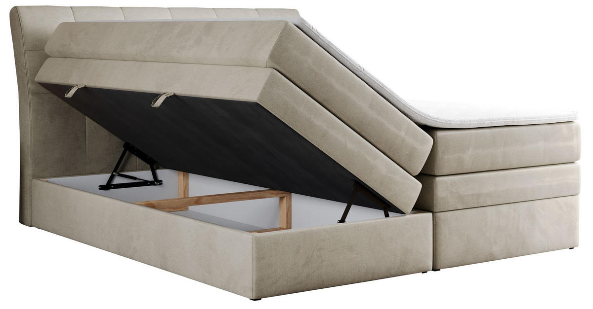 BOXSPRINGBETT GOLD-10 KING 180/200 Beige Velvet - H4 - Beige, Holz/Textil (180/200cm) - MKS