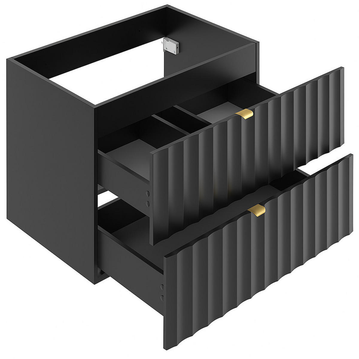 WASCHBECKENUNTERSCHRANK Azore 2 Schubladen Schwarz Matt - 80 x 46 x 52 cm - Schwarz, Holz (80/46/50cm) - Badplaats