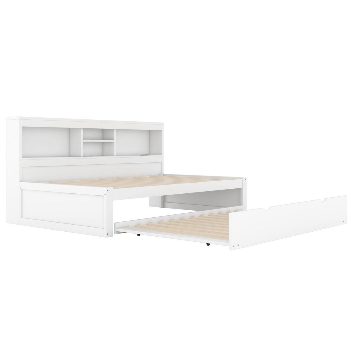 MULTIFUNKTIONSBETT 90/200 cm weiß mit LED-Beleuchtung und Stauraum - Weiß, Holzwerkstoff (90/200cm) - OKWISH