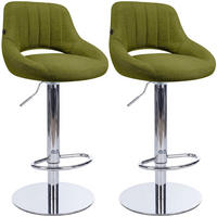 BARHOCKER 2 Stoff Grün - Chromfarben/Grün, Textil/Metall (47/83/48cm) - CLP