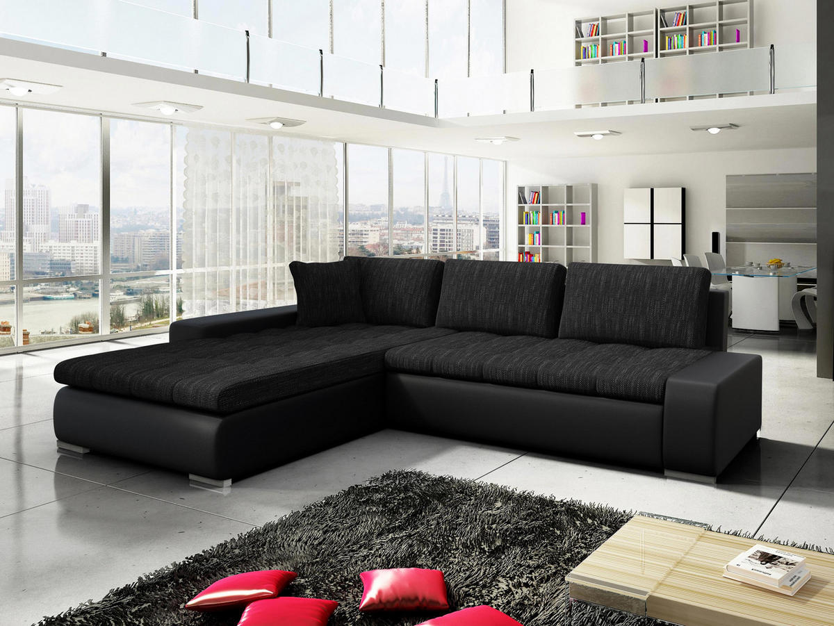 ECKSOFA Orkan - Schwarz, Holz/Textil (302/213cm) - MIRJAN24