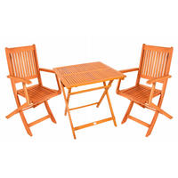 GARTENSET Linus 3 teiliges Set 2x Klappstuhl + 1 Klapptisch - Braun, Holz - Sedex