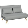 SCHLAFSOFA Sofa mit Schlaffunktion 130 X 78 cm Couch mit Lendenkissen, Hellgrau - Hellgrau/Naturfarben, Holz/Textil (78/79/130cm) - HOMCOM