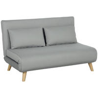 SCHLAFSOFA Sofa mit Schlaffunktion 130 X 78 cm Couch mit Lendenkissen, Hellgrau - Hellgrau/Naturfarben, Holz/Textil (78/79/130cm) - HOMCOM