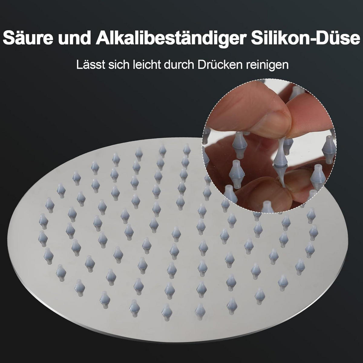 REGENDUSCHE 20 cm Edelstahl Chrom mit Anti-Kalk-Düsen - Silberfarben, Metall (20/12.7/20cm)