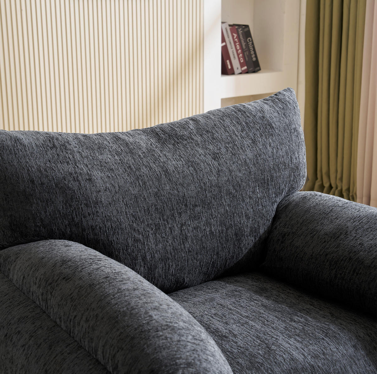 SESSEL Chenille mit breiter Sitzfläche 96/82/84 cm Grau - Grau, Textil (82/84/96cm) - Redom