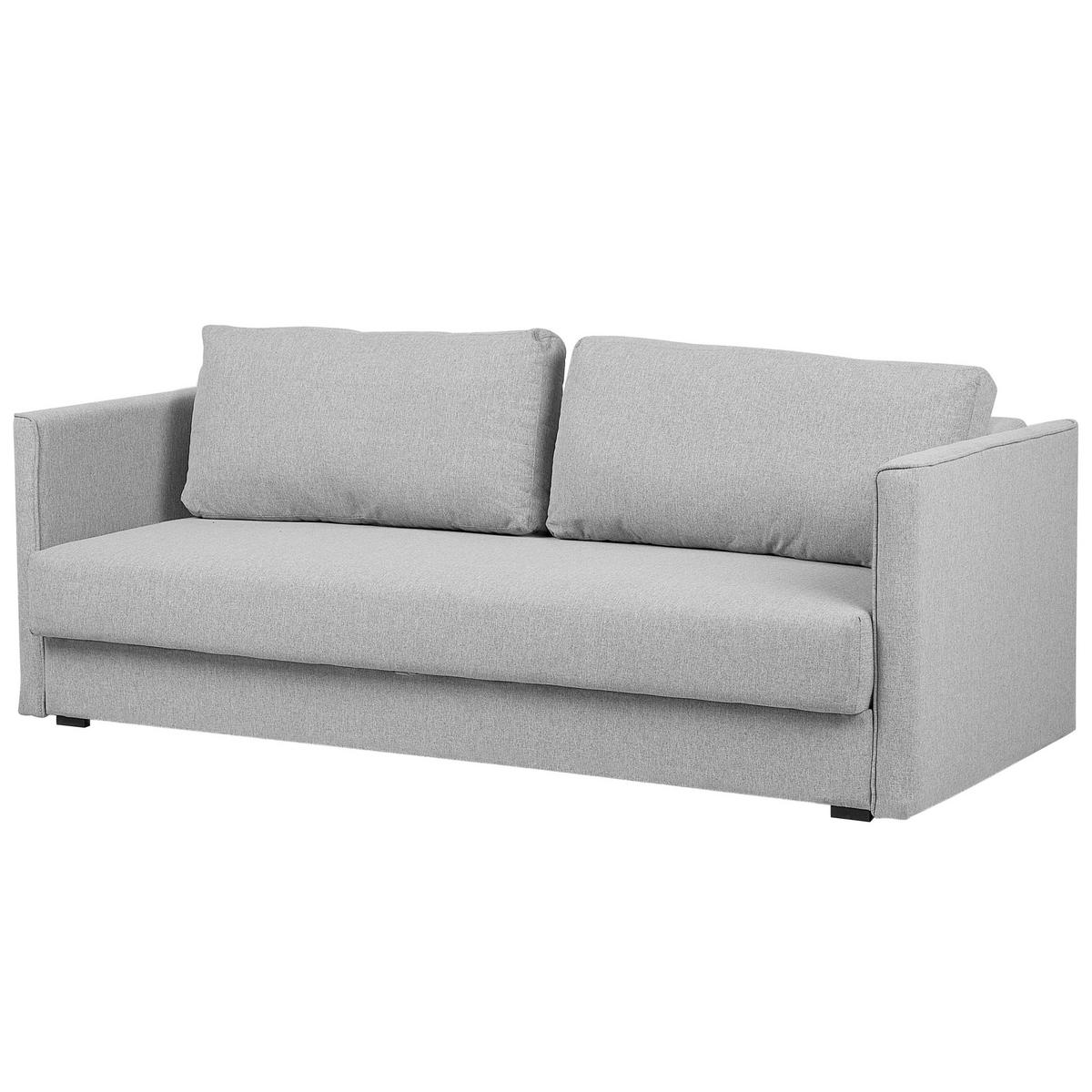 3-SITZER-SCHLAFSOFA Polyester Grau Eksjo - Hellgrau, Textil (220/87/102cm) - Beliani