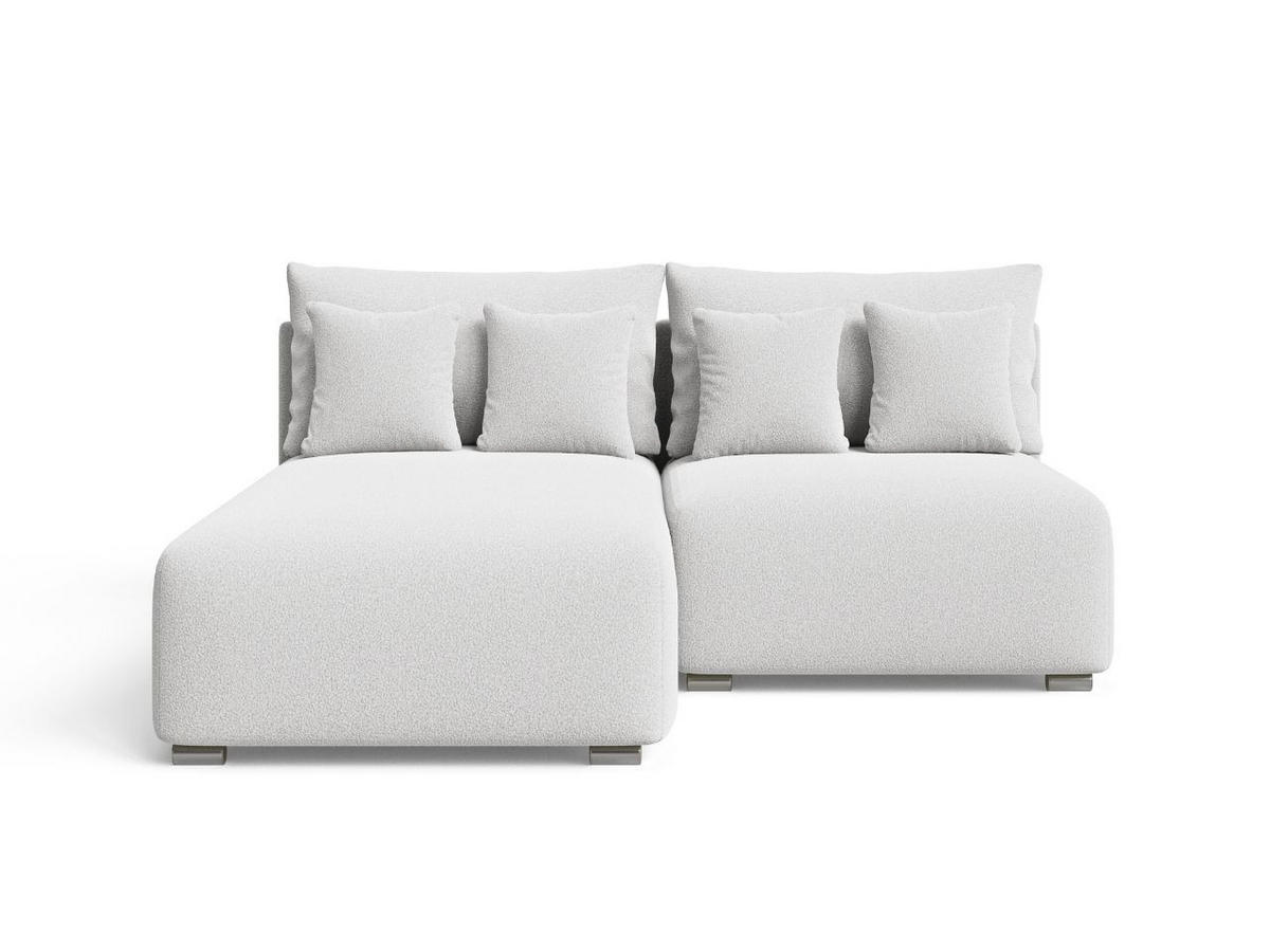 ECKSOFA Ronni Bouclé-Stoff Weiß Links - Weiß, Holz/Textil (206/190cm) - Graingold