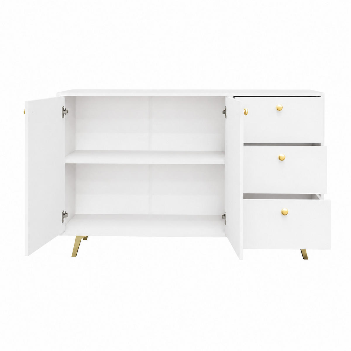 KOMMODE GALIO 140/86/41cm mit Schubladen 4 Türen Weiß - Weiß, Holzwerkstoff (140/86/41cm) - MASSENO