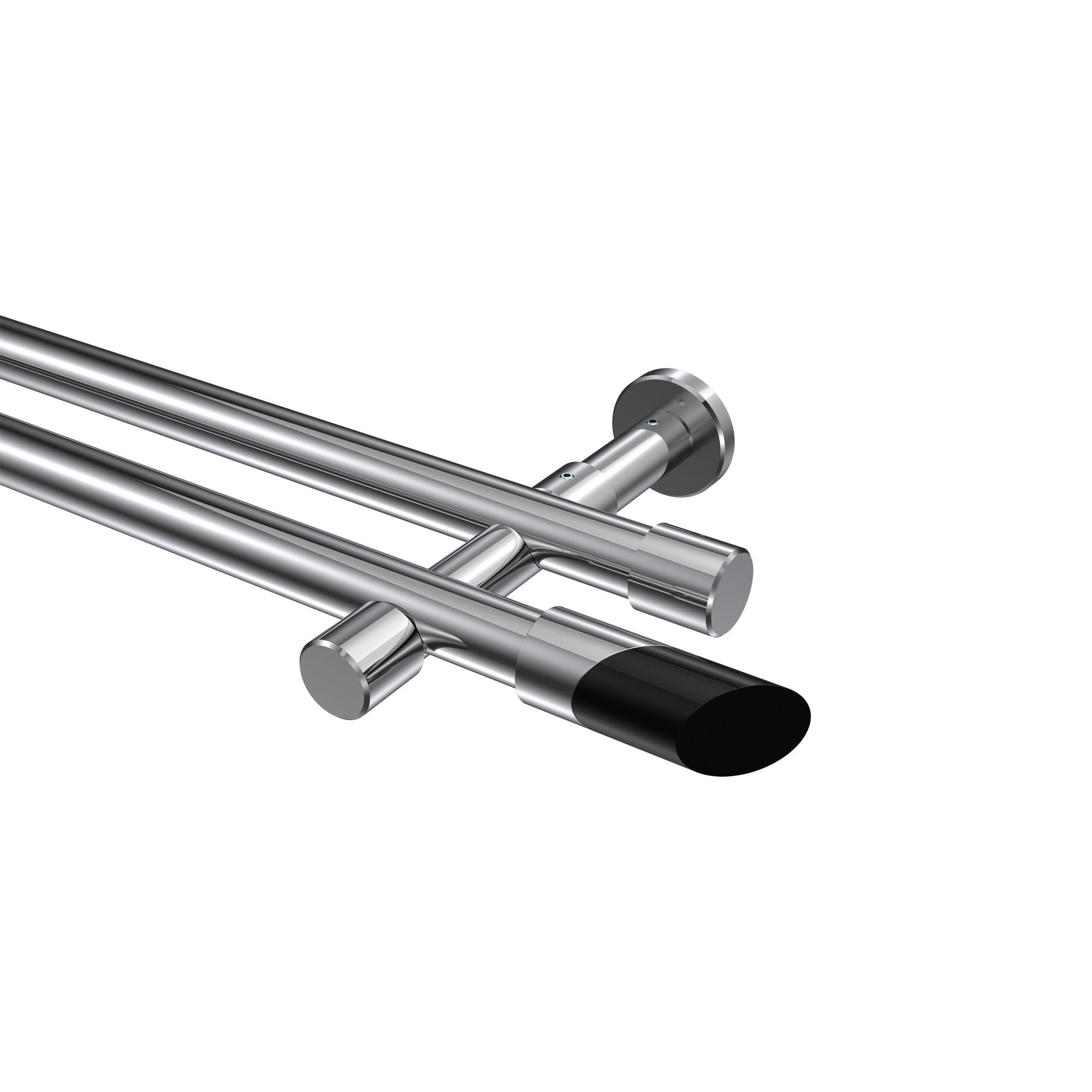 Interdeco Gardinenstange Chrom, Schwarz 120 cm
