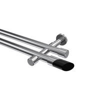 GARDINENSTANGEN-SET Prestige Verano 480 cm (geteilt in 3 x 160 cm), 2-läufig (ohne Ringe), 20 mm Ø Chrom - Chromfarben/Schwarz, Metall (480cm) - INTERDECO