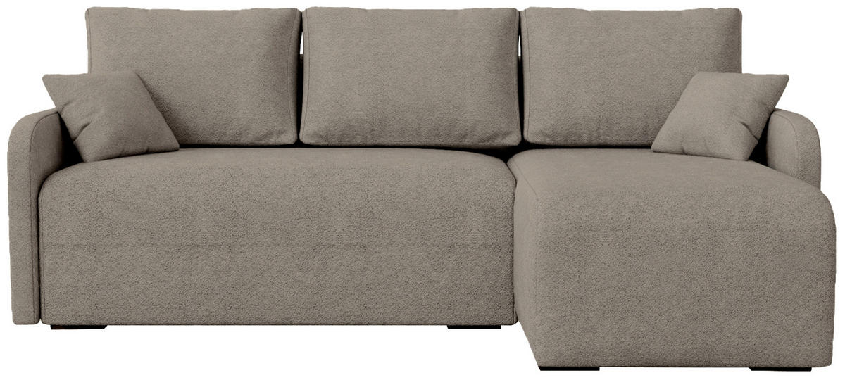 ECKSOFA Malen mit Schlaffunktion Braun Bouclé - Graubraun, Textil (215/141cm) - Bromarkt