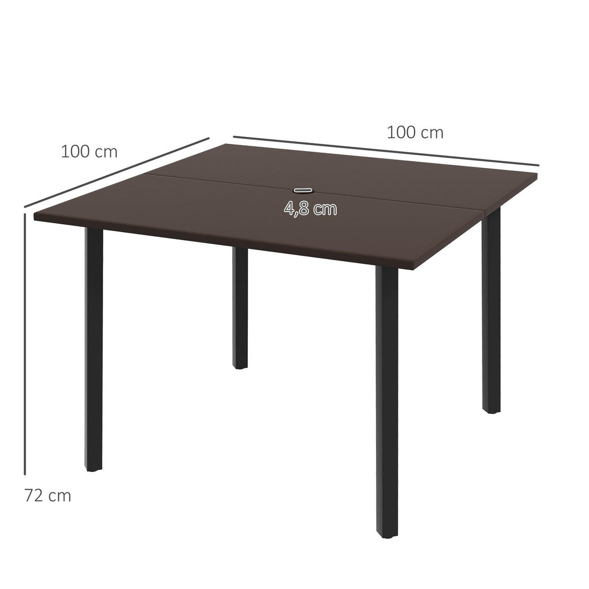 GARTENTISCH, Bistrotisch, Braun, Stahl - Braun, Metall (100/100/72cm) - Outsunny