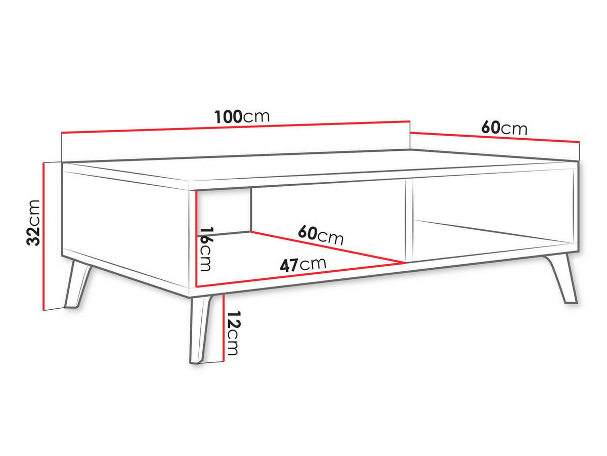 COUCHTISCH Picru - Goldfarben/Weiß, Holzwerkstoff/Kunststoff (60/100/32cm) - MIRJAN24