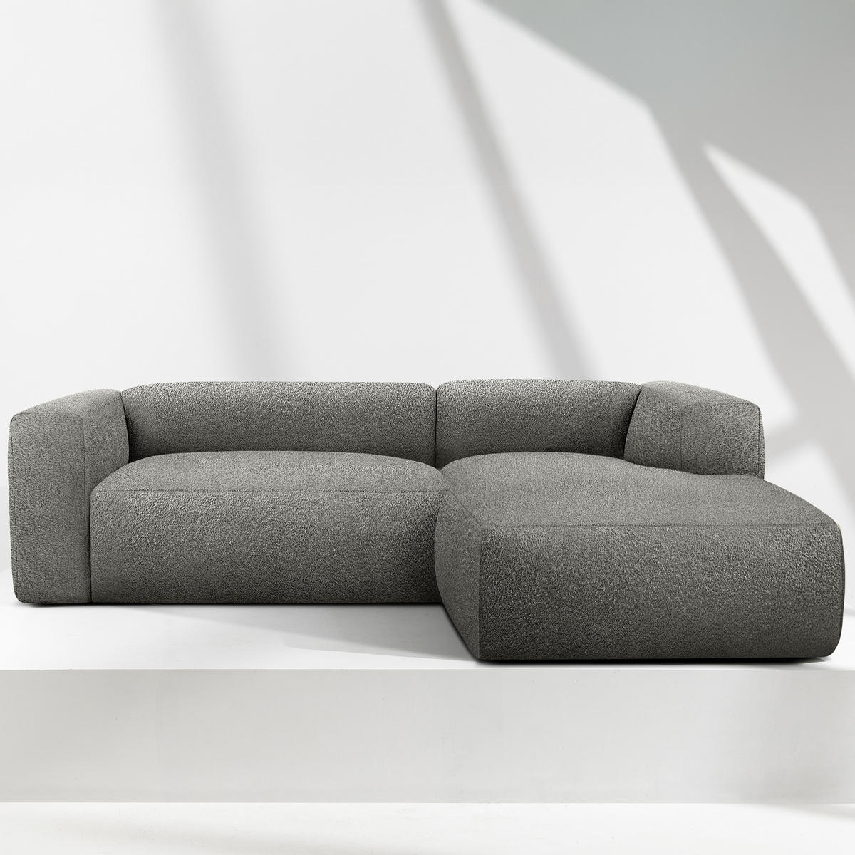 ECKSOFA RECHTS BUFFO, Stahlgrau - Grau, Holz/Holzwerkstoff (225/176cm) - KONSIMO®