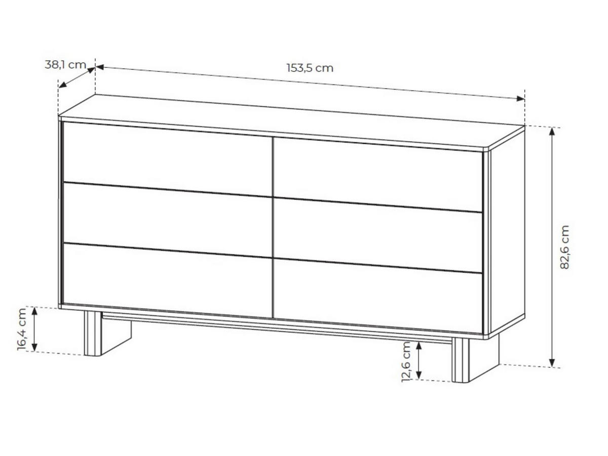 KOMMODE Buna Eiche, Sideboard mit Schubladen - Eichefarben, Holzwerkstoff (154/83/38cm) - Bettso