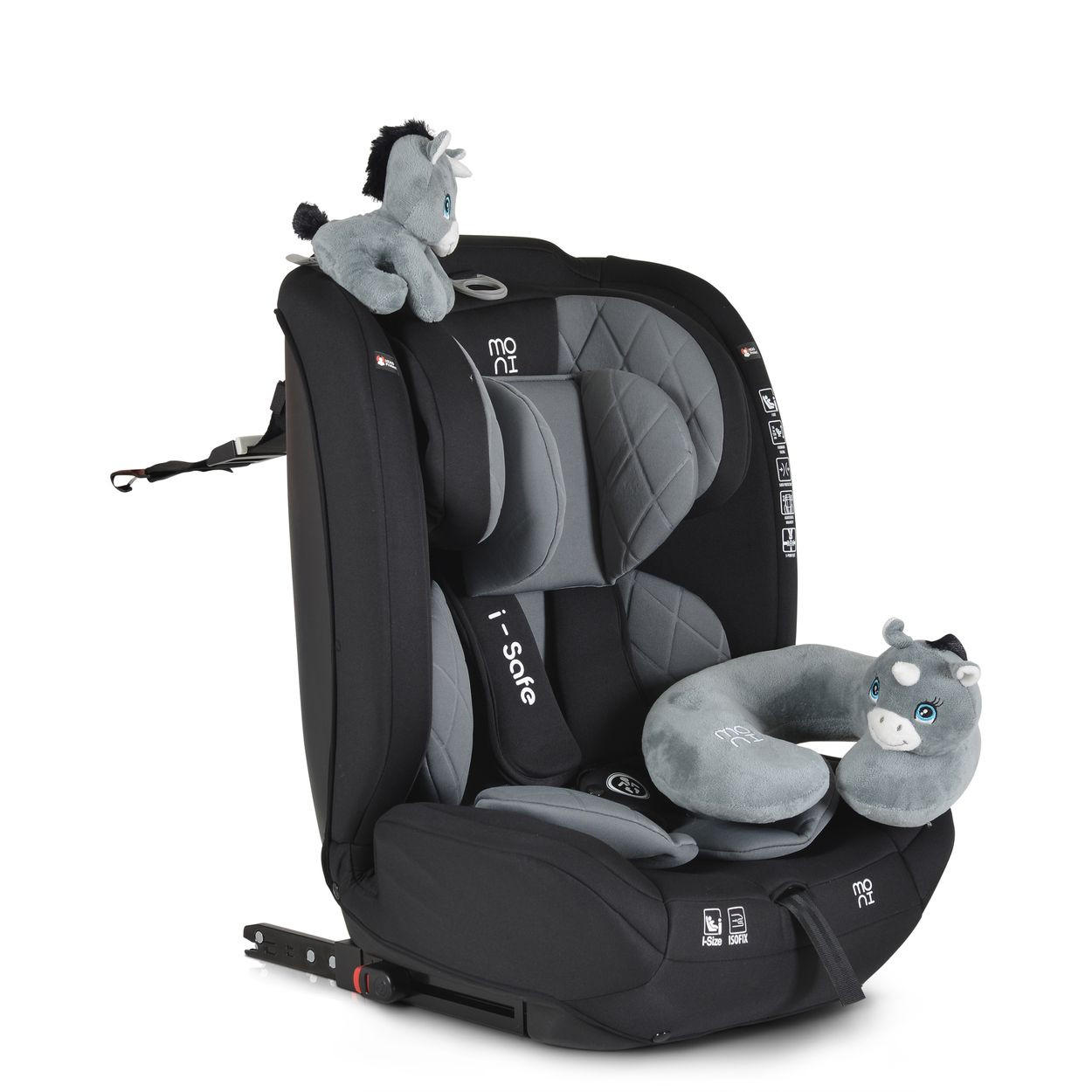 KINDERSITZ i-Size i-Safe grau (76-150cm) Isofix, Top Tether, 13-fach verstellbar - Grau, Kunststoff (45/60/46cm) - Moni
