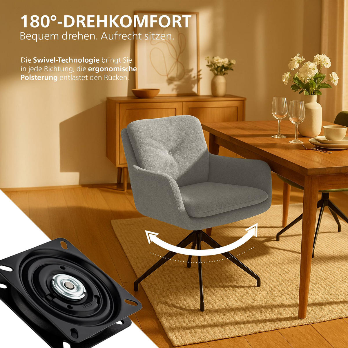 ESSZIMMERSTUHL Stoff Taupe - Taupe/Schwarz, Textil/Metall (58/85/63cm) - CLP