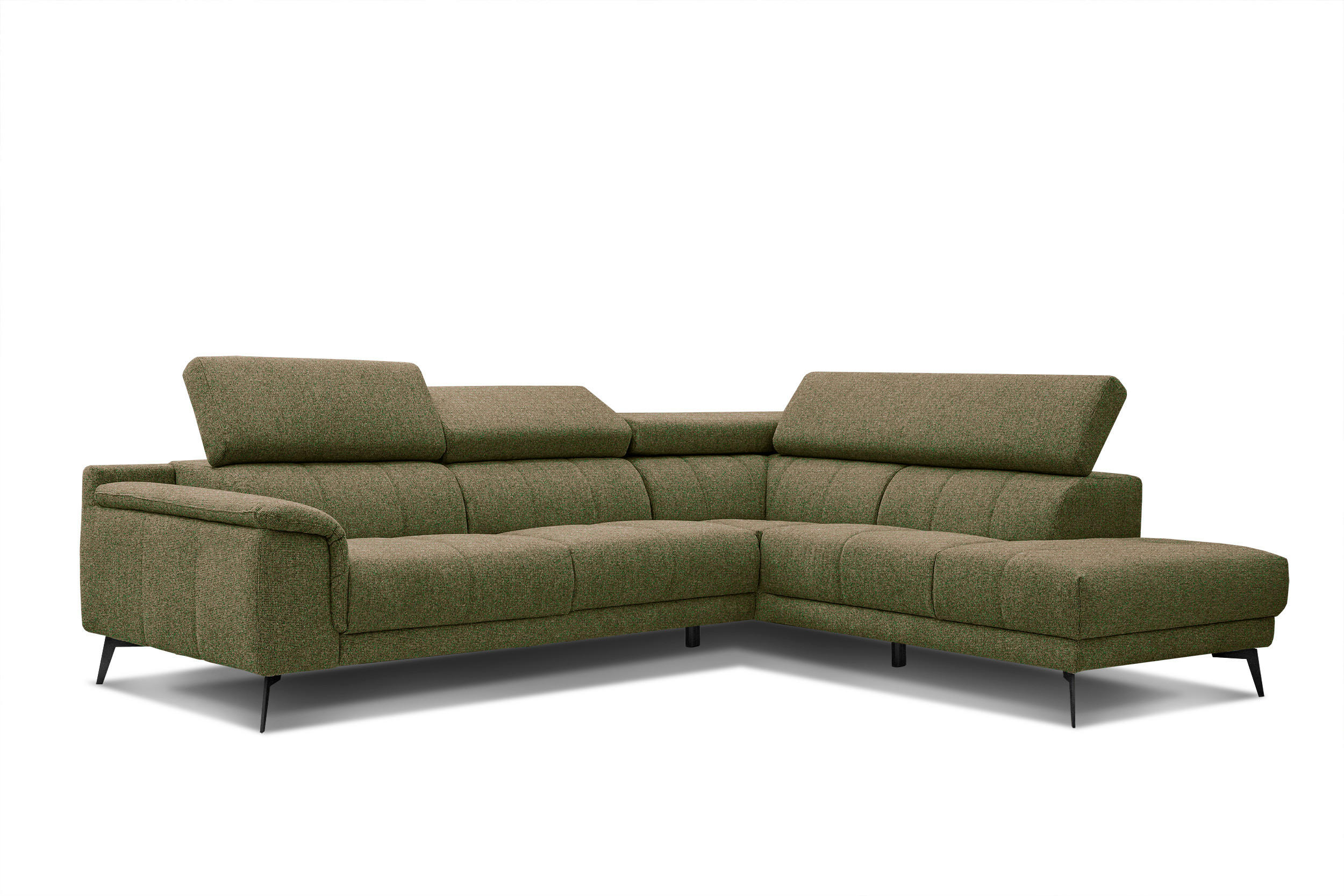 ECKSOFA FIERO 5-Sitzer, olivgrün - Schwarz/Olivgrün, Holzwerkstoff/Textil (290/228cm) - Courtois Laville