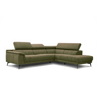ECKSOFA FIERO 5-Sitzer, olivgrün - Schwarz/Olivgrün, Holzwerkstoff/Textil (290/228cm) - Courtois Laville