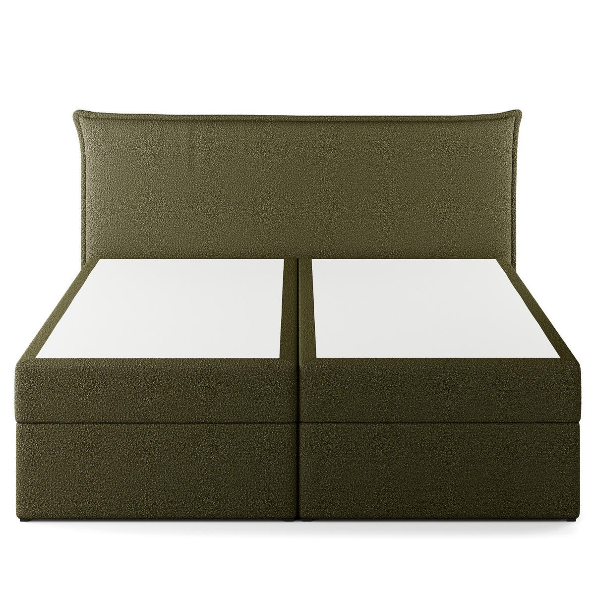 BOXBETT mit Stauraum - Bouclé - Olivgrün, Holzwerkstoff/Textil (200/200cm) - home24