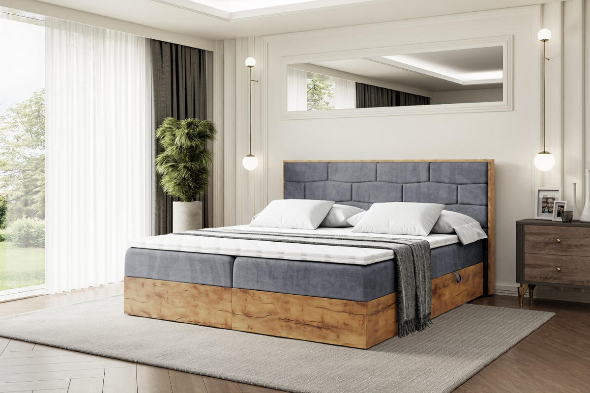 BOXBETT mit Matratze H4 und Lattenrost - LOLLI8 - 180x200 - Dunkelgrau - Grau, Holzwerkstoff/Kunststoff (180/200cm) - ALTDECOR
