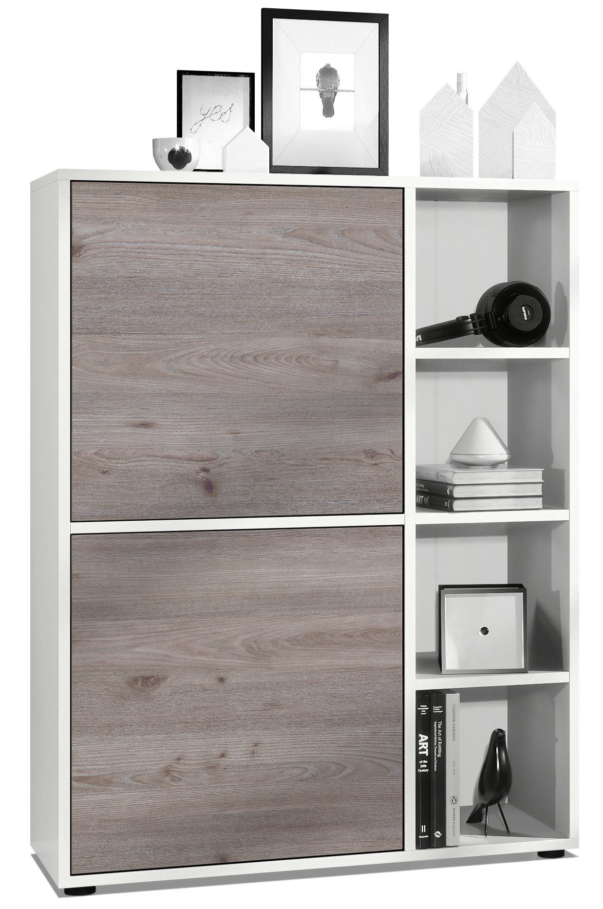 HIGHBOARD Cuba Türen in Eiche Nordic - Silbereichenfarben, Holzwerkstoff (79/105.5/35.5cm) - Vladon