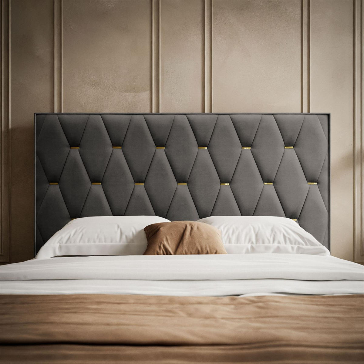 POLSTERBETT IZOLDA mit hohem Kopfteil 180x200 cm Royal Velvet 185 - Graphitfarben, Textil - Lookway