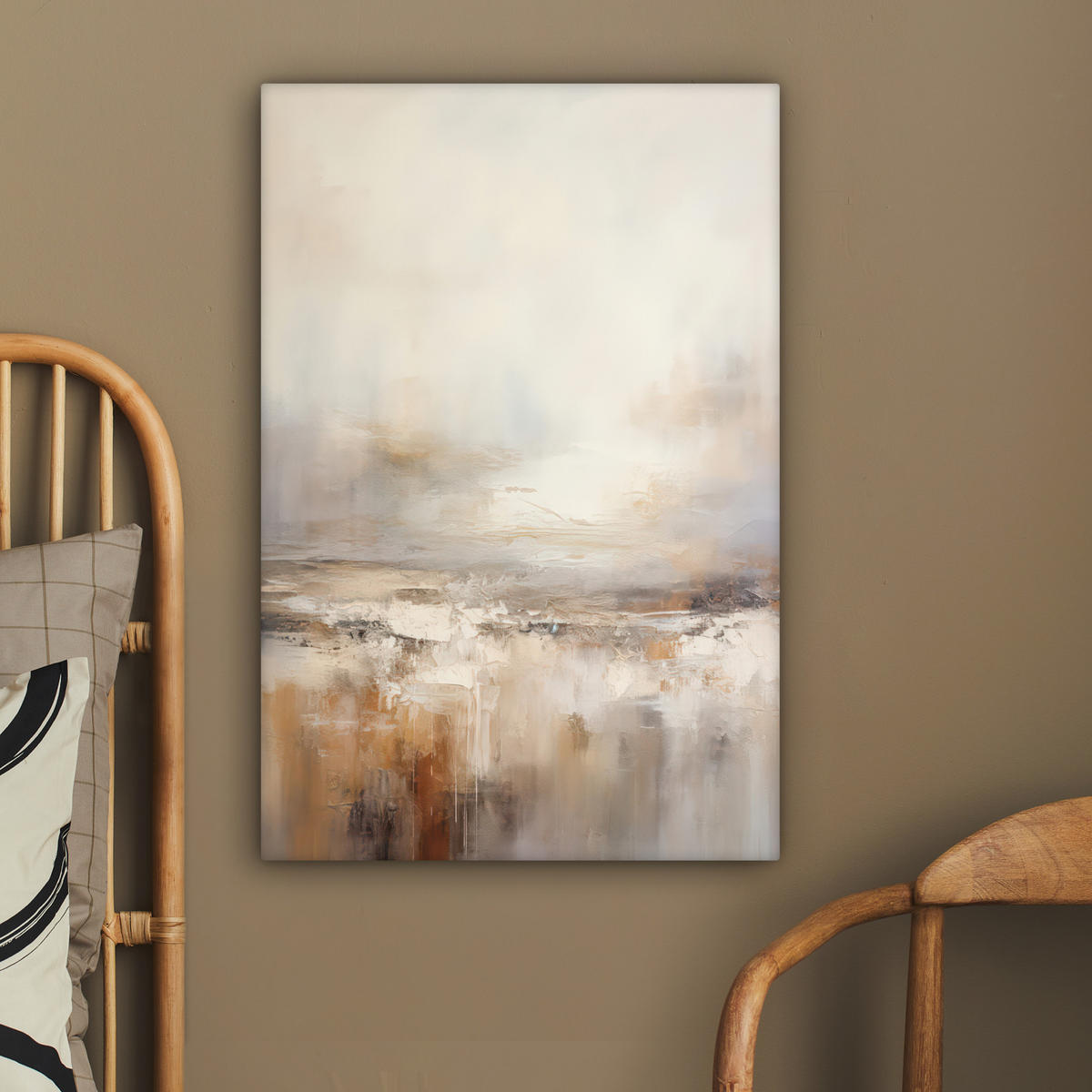 LEINWANDBILD - Kunst - Industriell - Grau - Braun - Abstrakt - 40x60 - Deko Schlafzimmer - Sandfarben, Textil (40/60cm) - MuchoWow