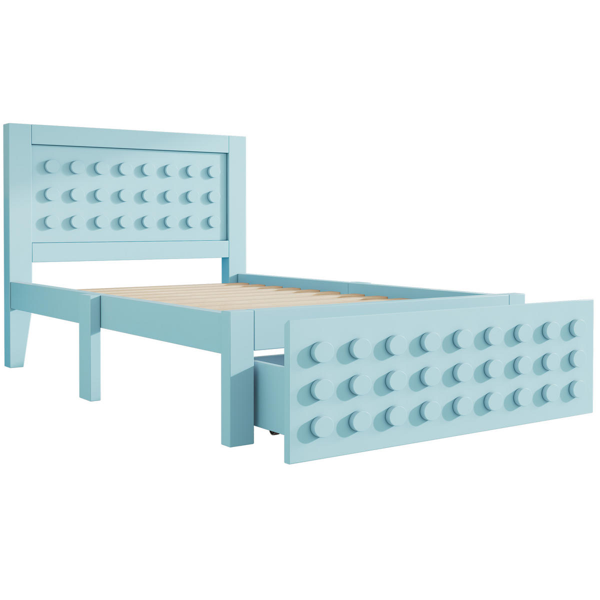 KINDEREINZELBETTEN aus Holz 90x200 cm in Blau mit Schublade & Stauraum - Blau, Holz (90/200cm) - Modfu