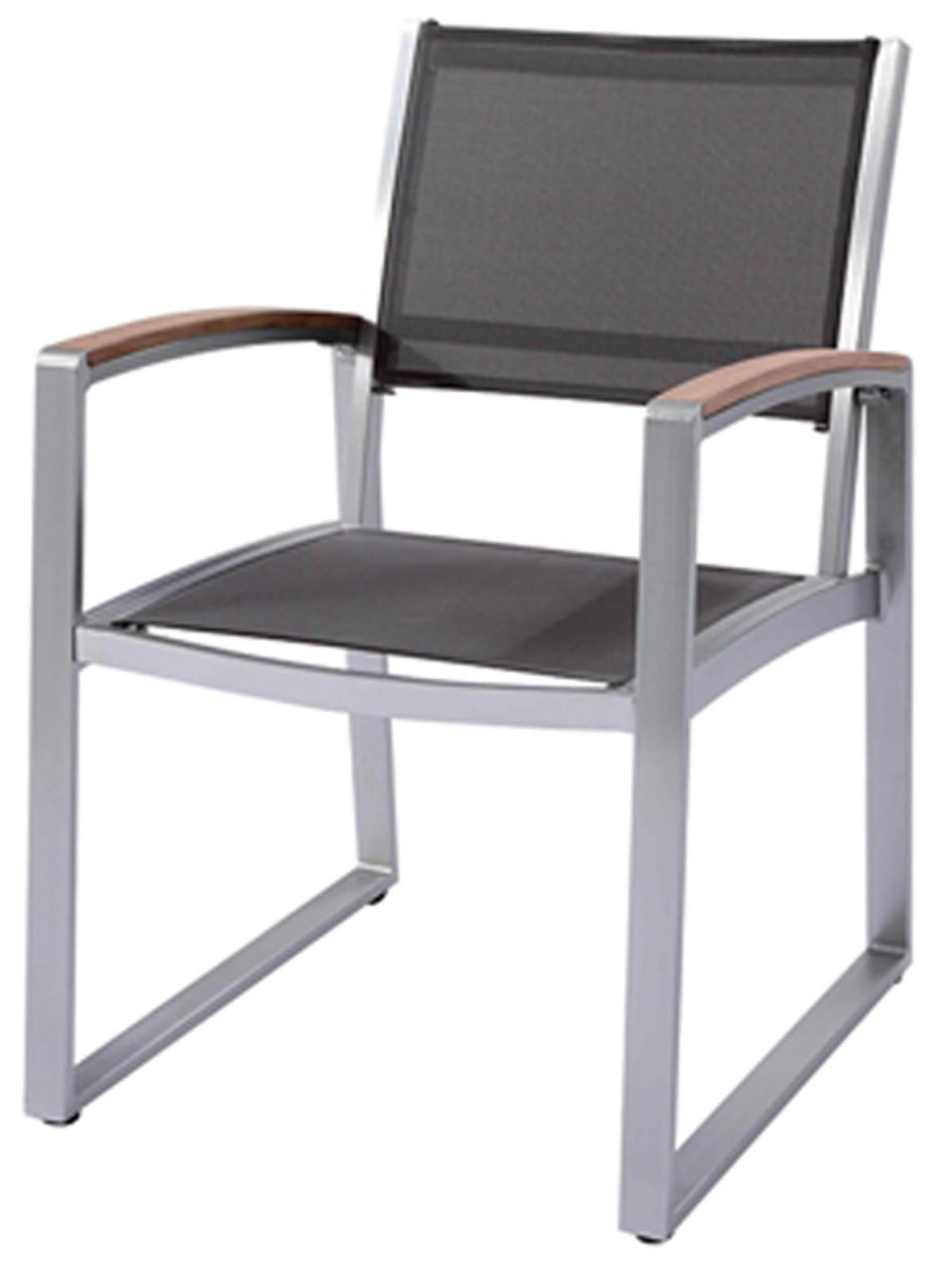 GARTENSTUHL 2er Set Andre mit Armlehnen Kunststoffgewebe Gartenstühle - Hellbraun, Kunststoff (56/84/66cm) - DELUKE