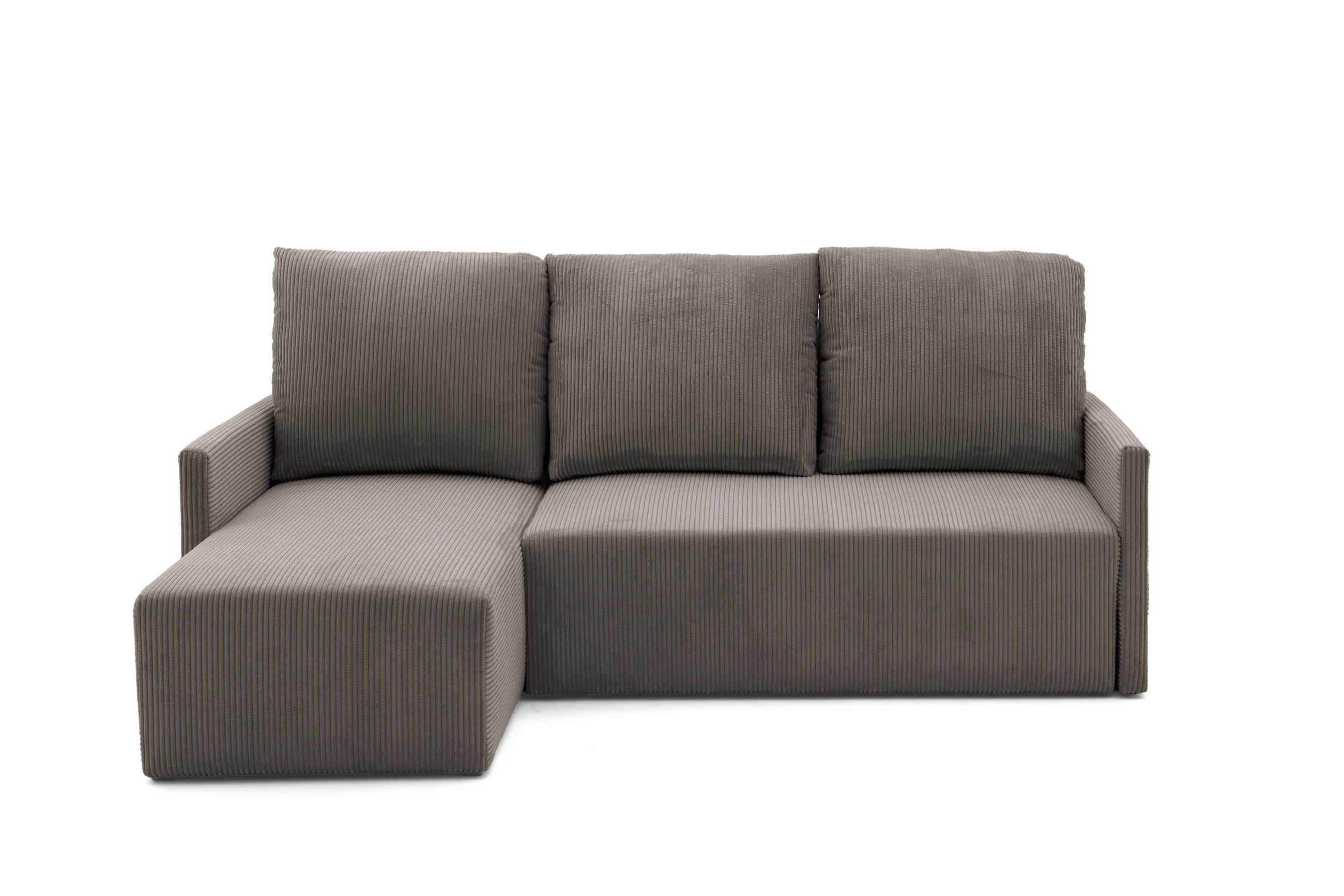 ECKSOFA GARDA L Links mit Schlaffunktion 132x198 Cord Hellbraun - Hellbraun/Schwarz, Holz/Kunststoff (209/145cm) - Muffo