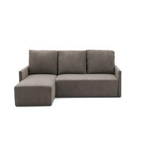 ECKSOFA GARDA L Links mit Schlaffunktion 132x198 Cord Hellbraun - Hellbraun/Schwarz, Holz/Kunststoff (209/145cm) - Muffo