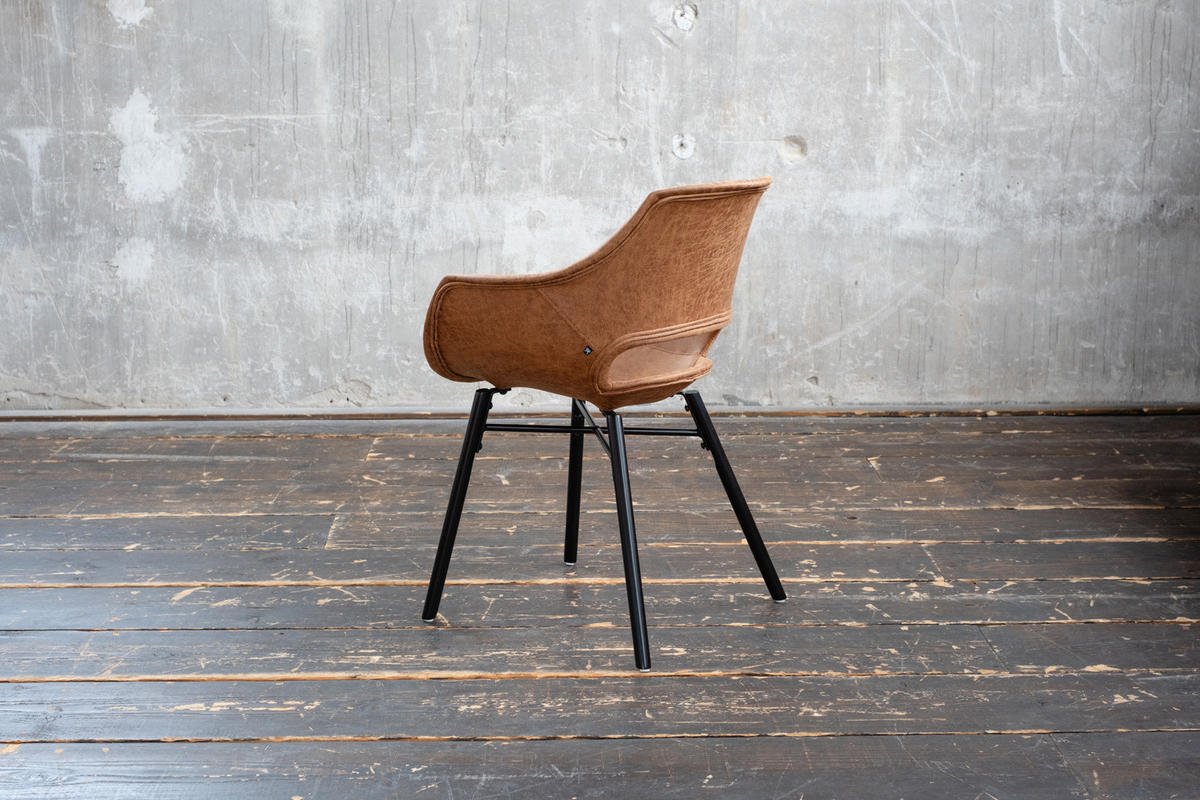 STUHL ZAJA Braun Microfaser - Dunkelbraun/Braun, Textil (57/82/59cm) - KAWOLA