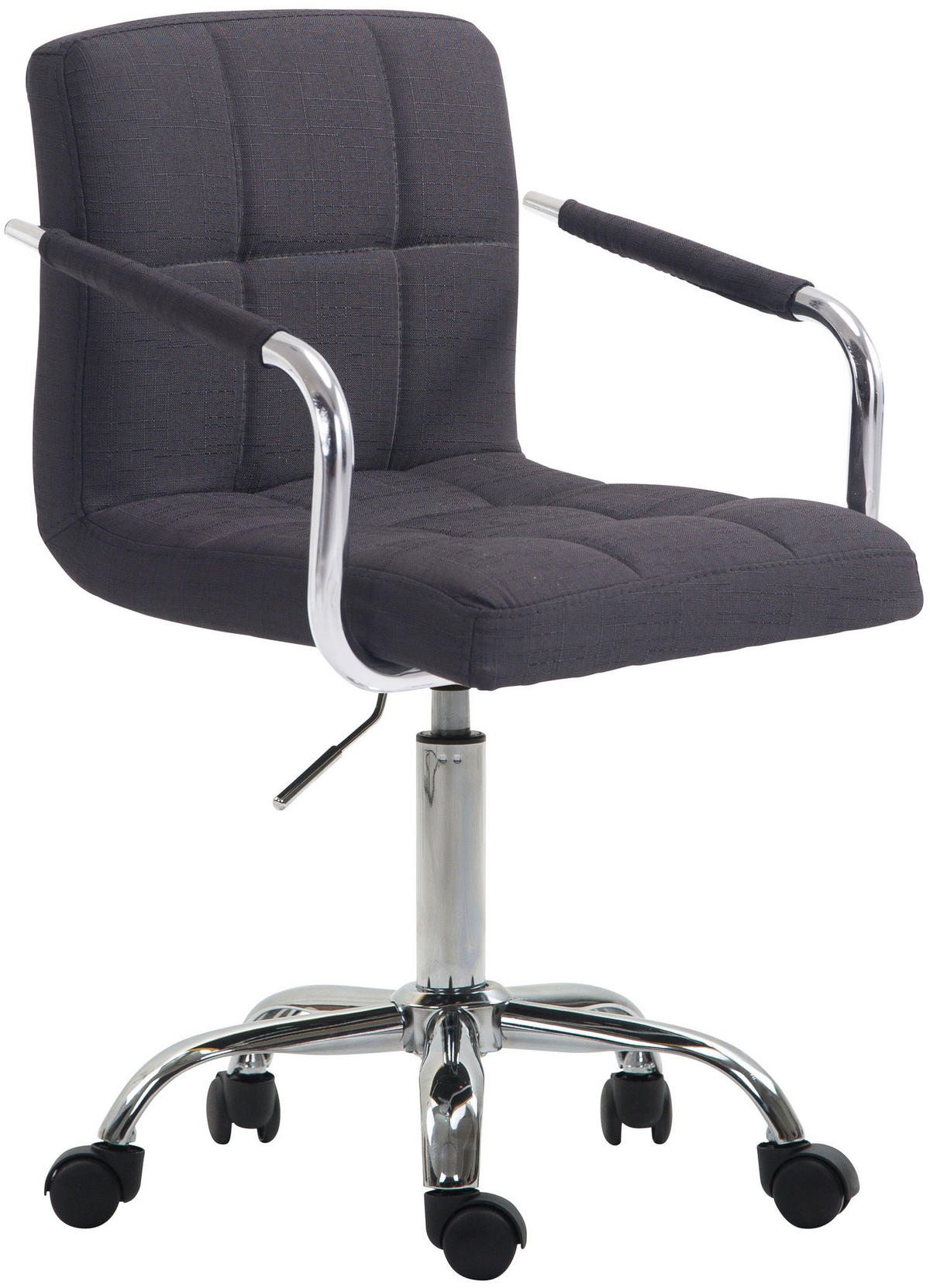 BÜROSTUHL Luca, Stoff Schwarz - Schwarz, Textil/Metall (52/88/44cm) - TPFLiving
