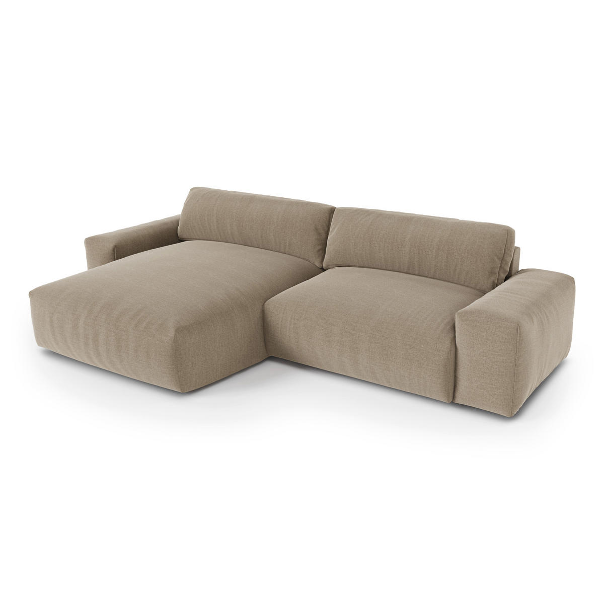 ECKSOFA LINKS Rastergewebe mit weichem Griff Taupe 310cm - Taupe, Textil (174/310cm) - Sia Home