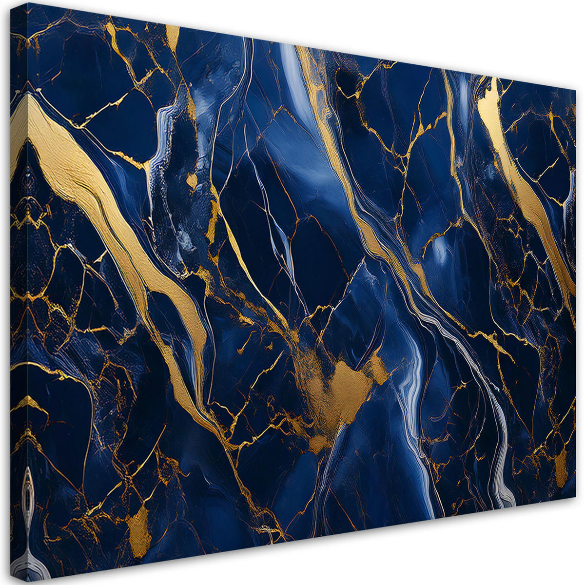 LEINWANDBILD Blauer Marmor mit goldenen Lofts - Blau, Textil (60/40cm) - Feeby