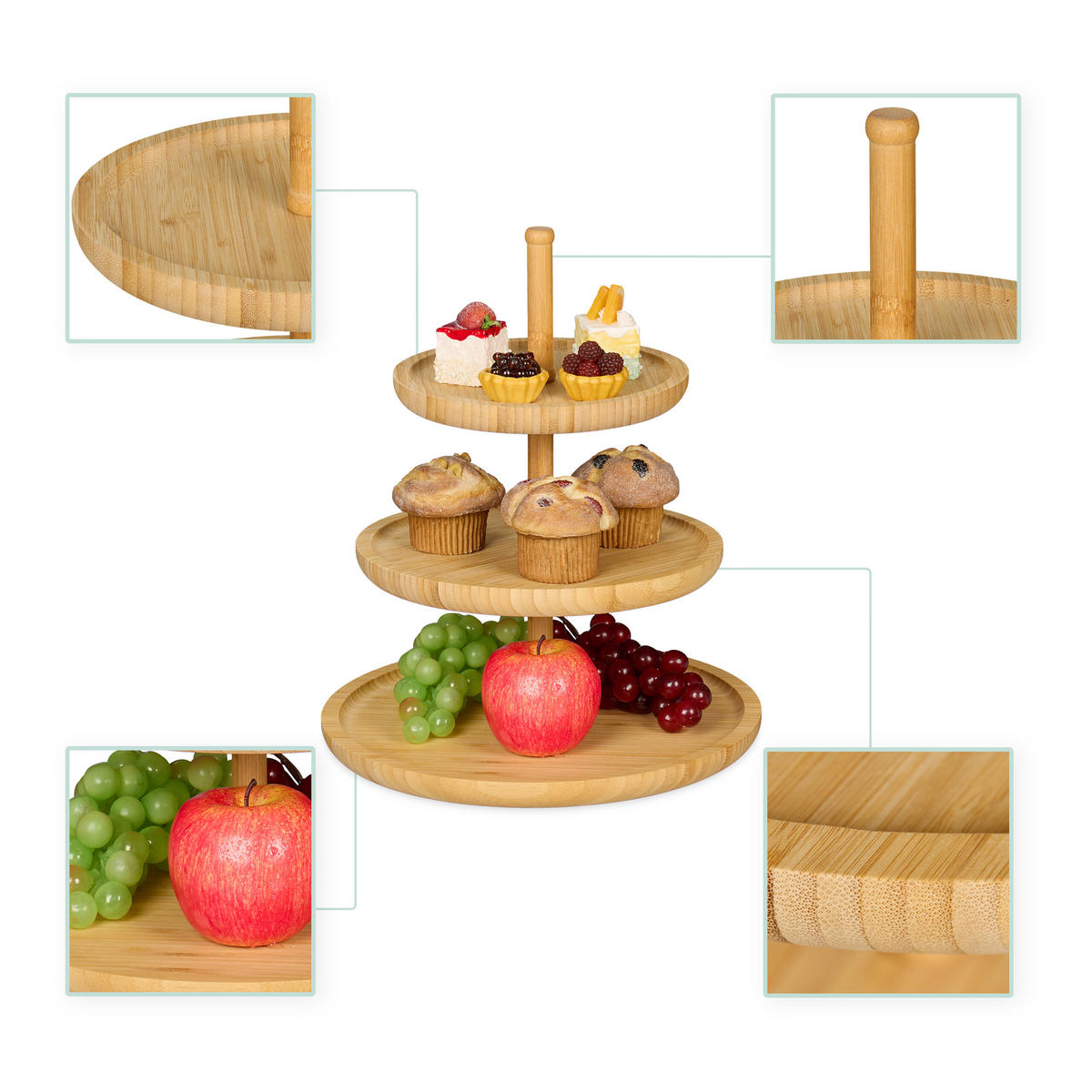 ETAGERE - Hellbraun, Holz (30/37cm) - Relaxdays