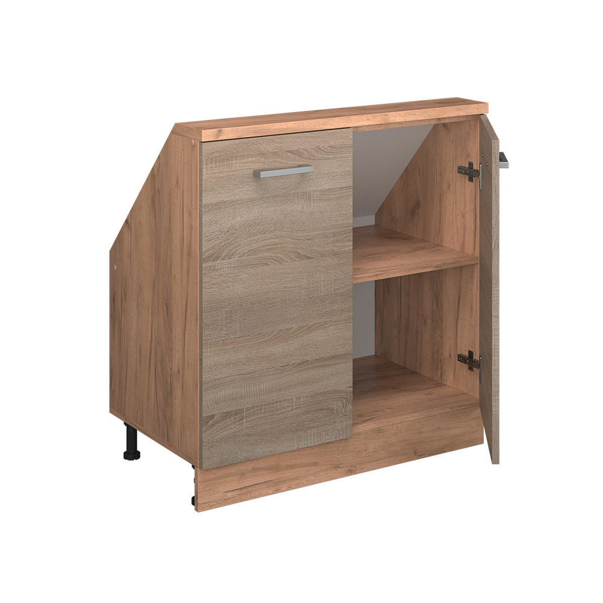 KUCHYŇSKÁ SKŘÍŇKA POD ŠIKMOU STŘECHU R-Line Dub Sonoma/Goldkraft - medově dubová/Sonoma dub, kompozitní dřevo (80/81.6/46cm) - Vicco