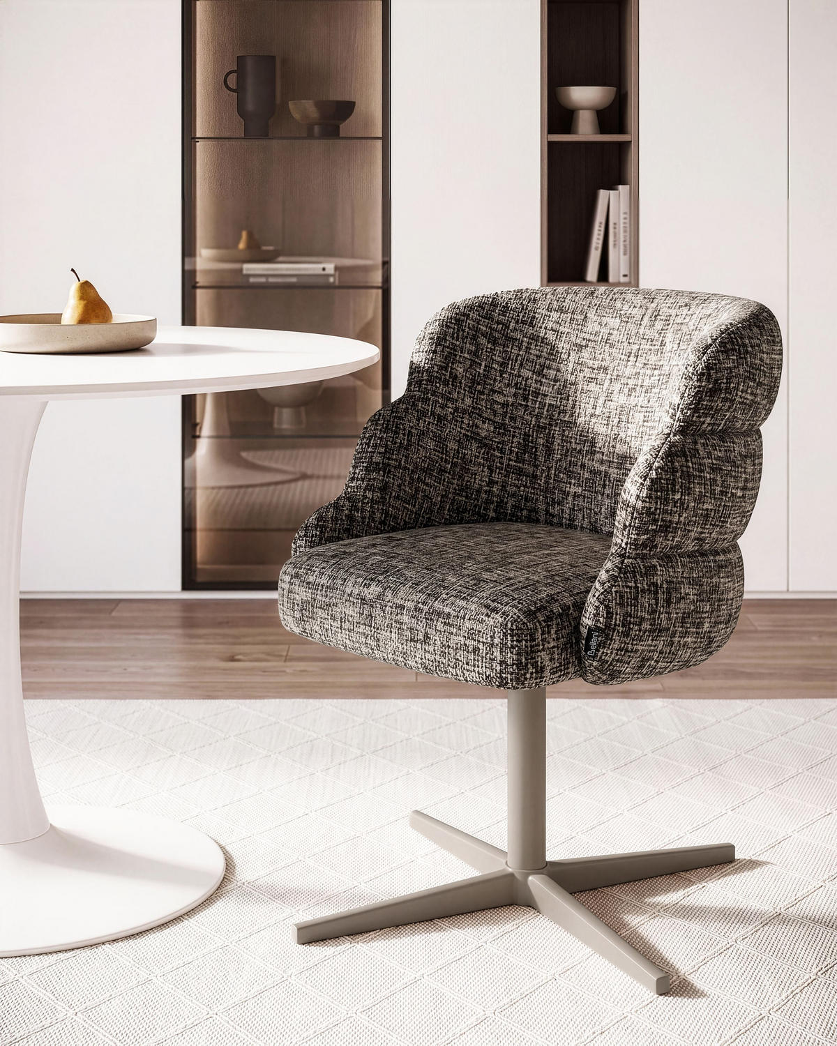 ESSZIMMERSTUHL drehbar Stoff Taupe Youngstown - Taupe, Textil/Metall (59/78/63cm) - Beliani