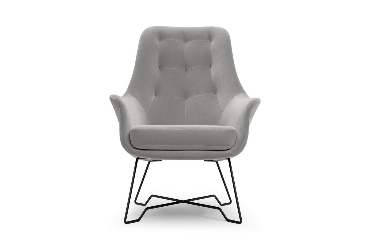 SESSEL SEDUTA, Modern Polstersessel Loungesessel, Velours-Stoff Grau - Grau, Holz/Metall (72.5/101.5/83cm) - MASSENO