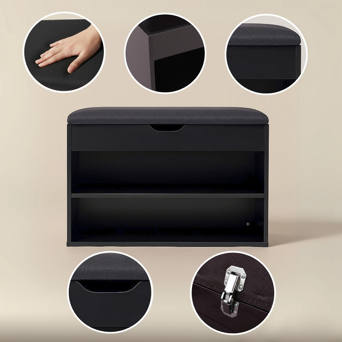 SCHUHREGAL Vault 60/30/47 cm - Schwarz, Holzwerkstoff (30/47/60cm) - BOXIMO