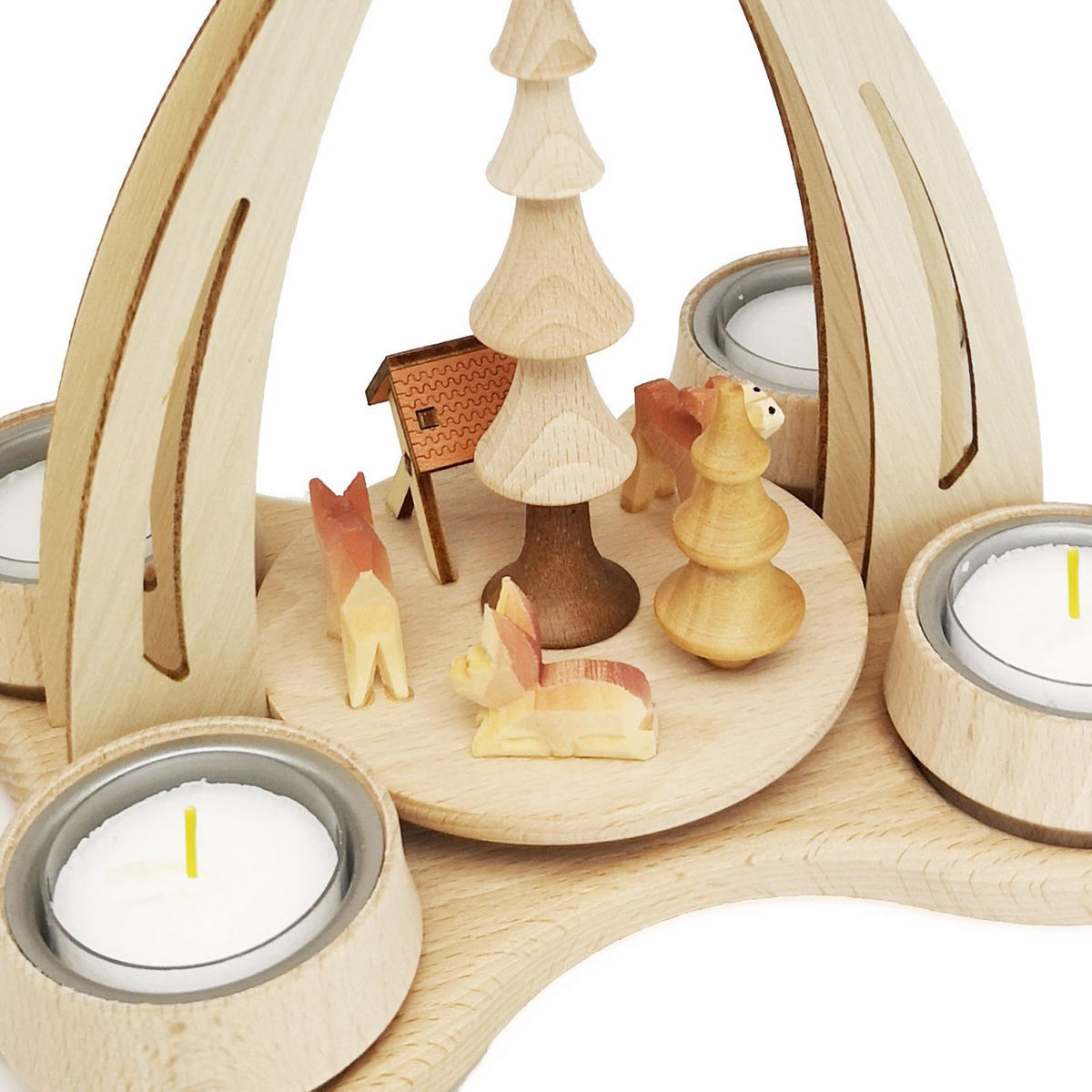 TISCH-PYRAMIDE Rehe Futterkrippe 14/18/24 cm - Multicolor, Holz (0.1/24/0.1cm) - Dekoteam24