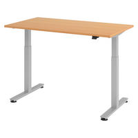 SCHREIBTISCH elektrisch XMST 80/140/74 cm in Buchefarben/Silberfarben - Buchefarben/Silberfarben, Holzwerkstoff (80/140/74cm) - bümö
